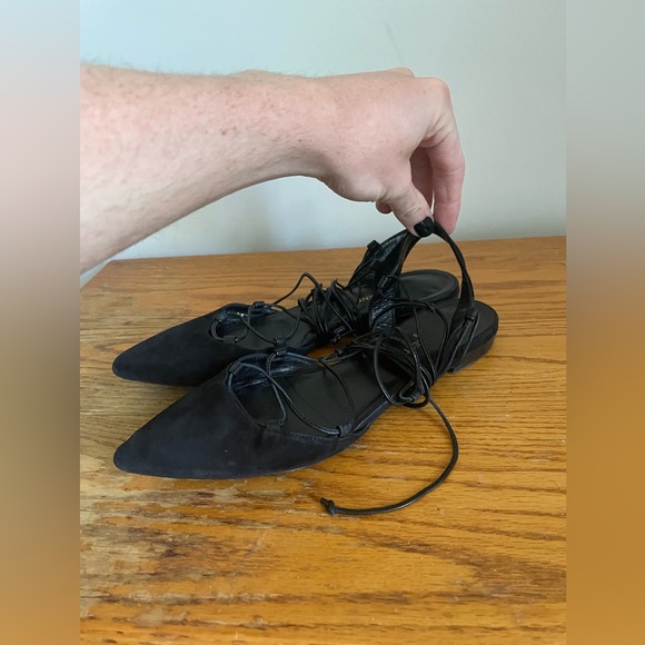 Saint Laurent Black Suede Pointed Gladiator Flats Size 38.5 - Picture 3 of 7